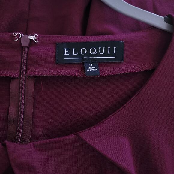Eloquii Pleated Neckline Flutter Sleeve Peplum Top in Ruby Dusk Plum Size 18 NWT - Picture 7 of 8